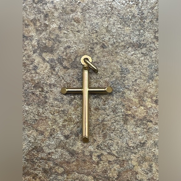 10K Yellow Gold (18mm) Plain Hollow Cross Pendant Only - Picture 5 of 14